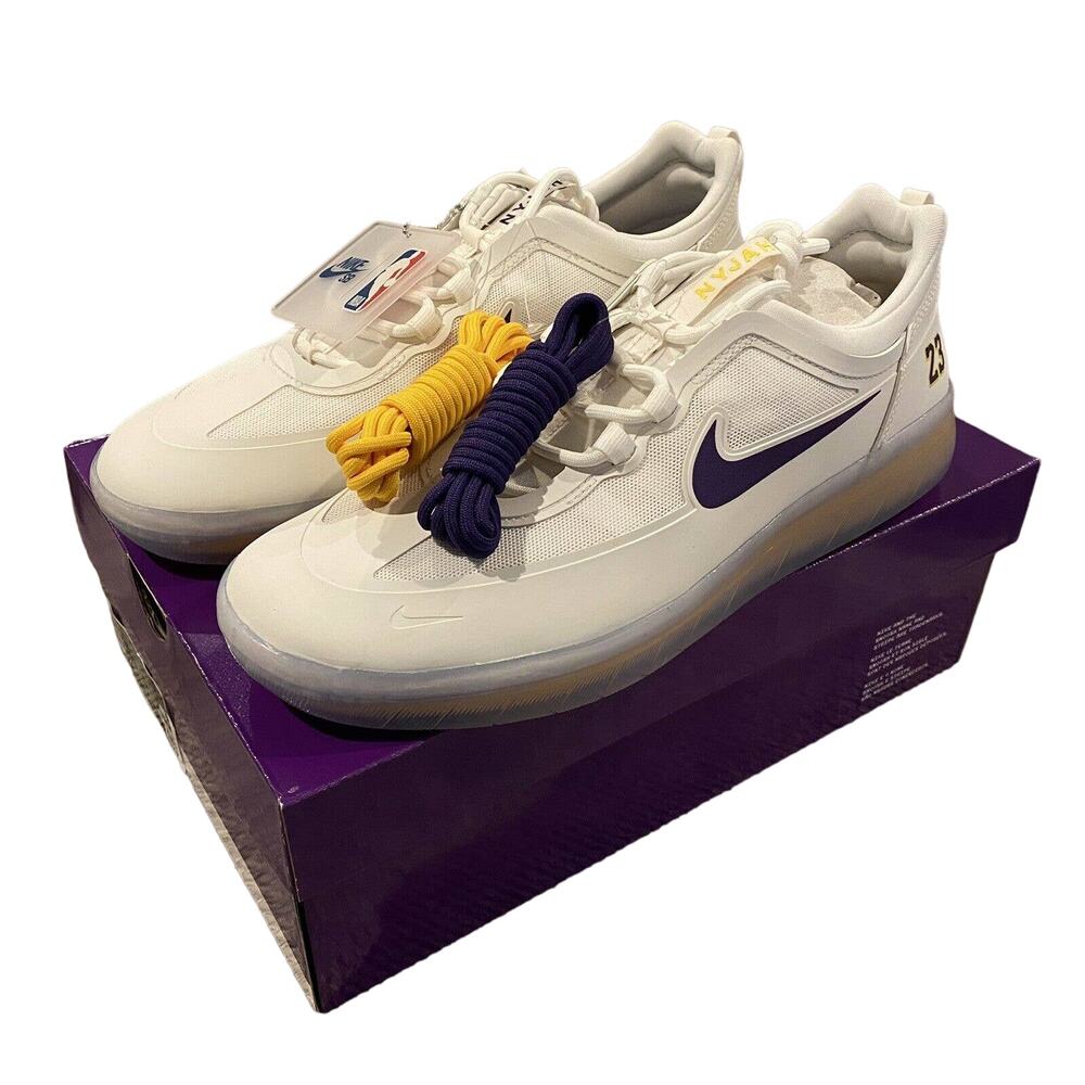 Nike SB Nyjah Free 2 Shoes NBA Los Angeles Lakers DA3439-100 Size 9